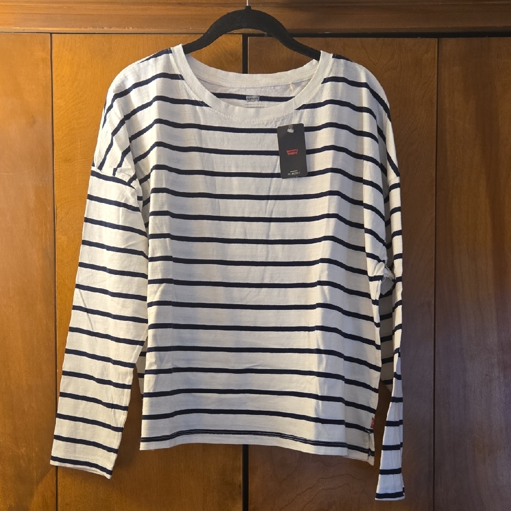 Levi's Navy and Cream Striped Tee